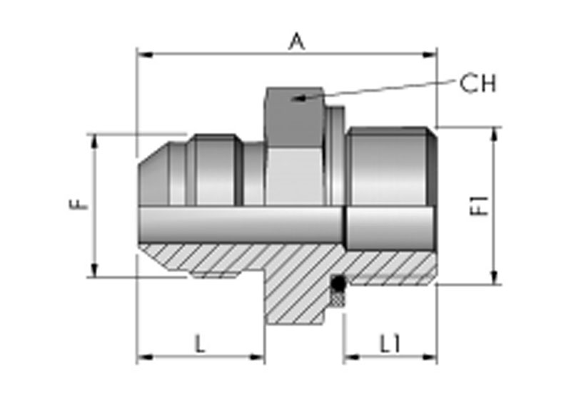 Adapter - udvendig JIC-gevind / udvendigt R-gevind