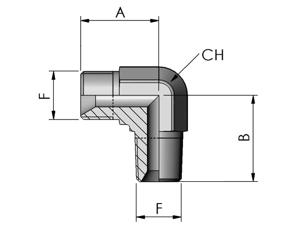 Adapter kompakt vinkel 90° BSP, 60° konus