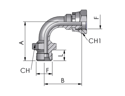 Adapter 90° BSP X BSPP, 60° konus