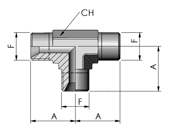 T-rør BSP, 60° konus